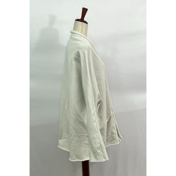 FRANK & EILEEN Sz L Large Beach Cardigan Open Front Triple Fleece Vintage White - Picture 6 of 11